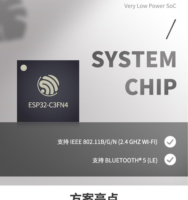上海樂鑫科技官網ESP32-C3FN4 2.4 GHz Wi-Fi和Bluetooth® 5(LE)系統級芯片(SoC)光伏無線通訊方案