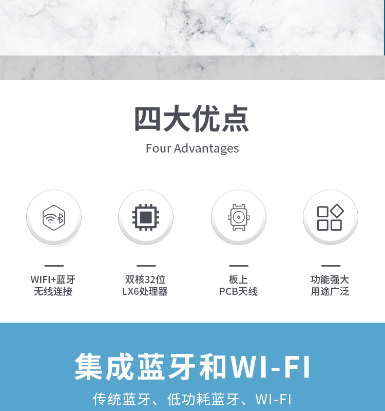樂鑫信息科技官網ESP32-WROOM-32E-N16 2.4GHz Wi­Fi+藍牙®+低功耗藍牙模組自組網wifi mesh模塊